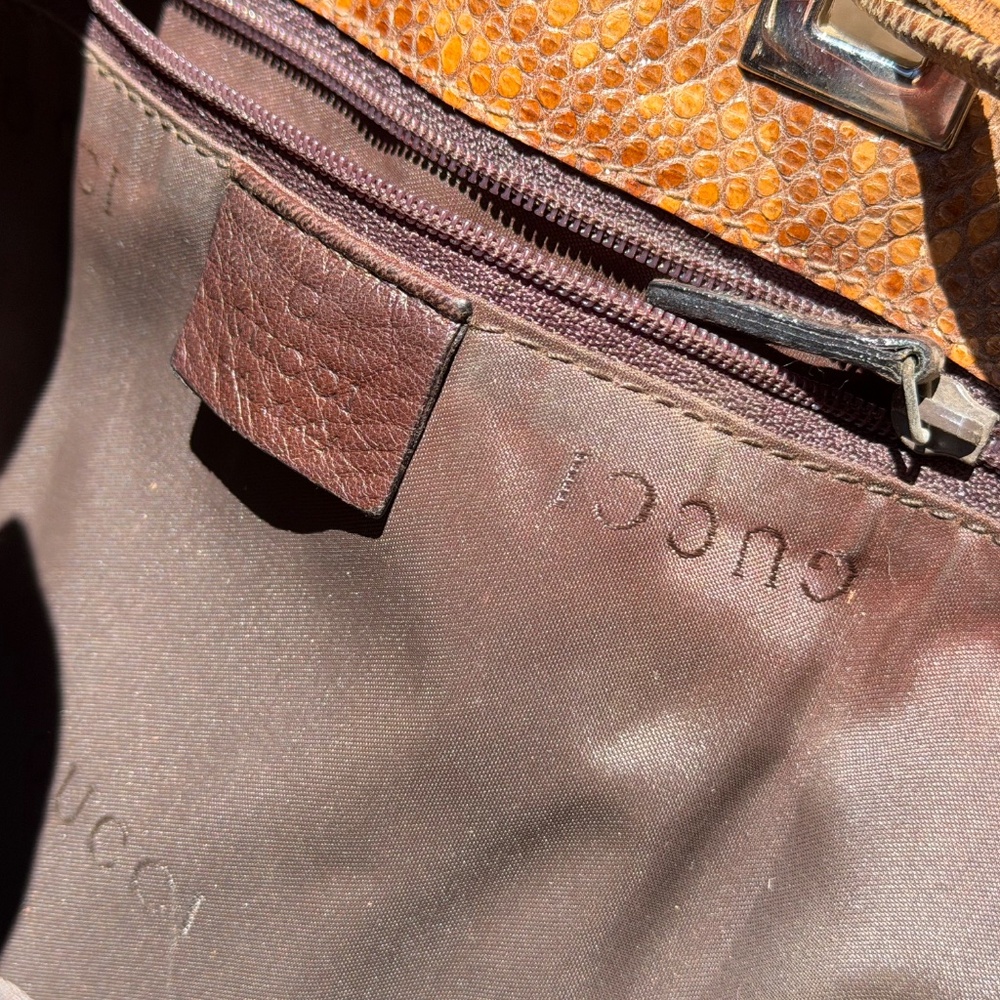 Gucci Python Leather Drawstring Shoulder Purse Ma… - image 5